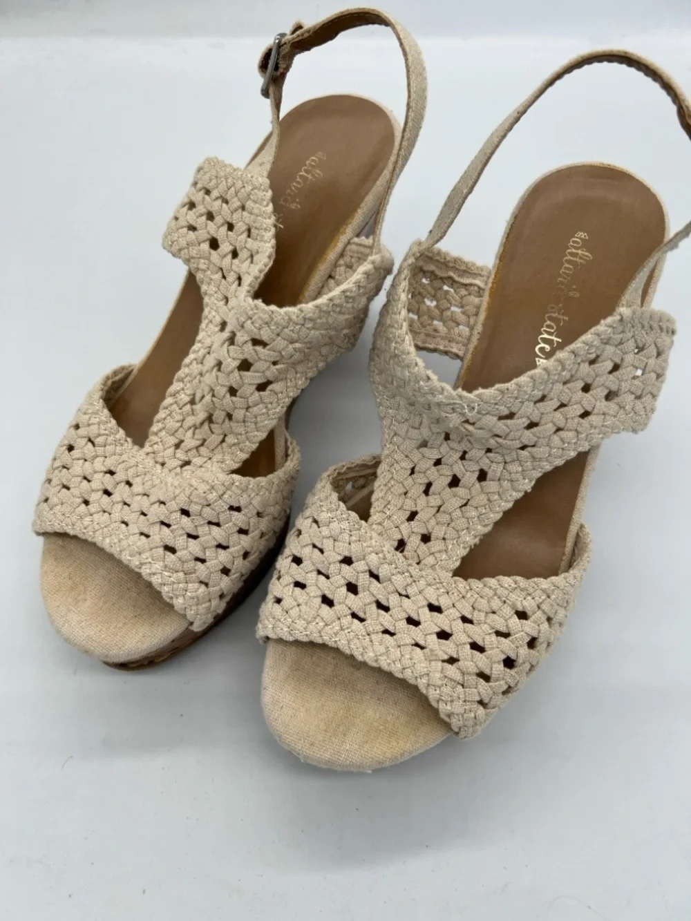 Woven Altar’d State women’s Slingback Wedge Sandals in Cream